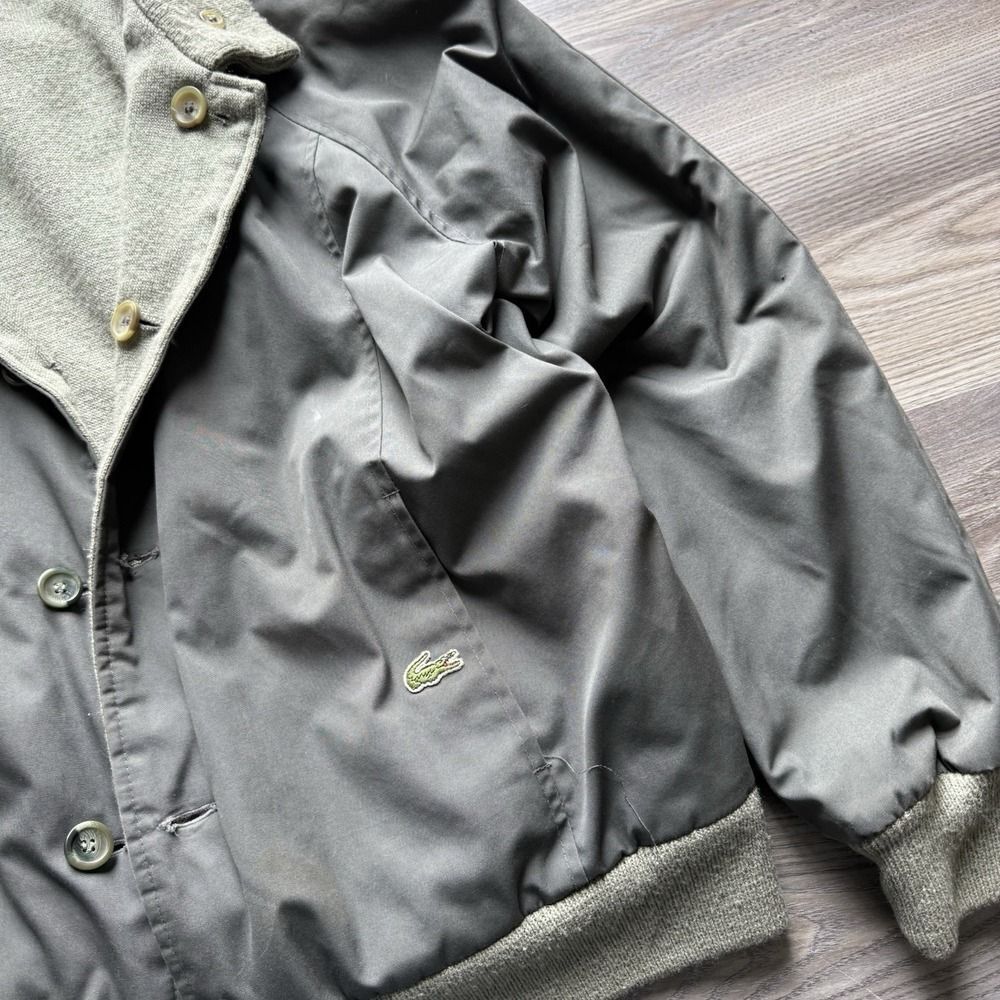 Vintage Lacoste‎ Izod Reversible Knit Cardigan Nylon Windbreaker Jacket L - Picture 8 of 9